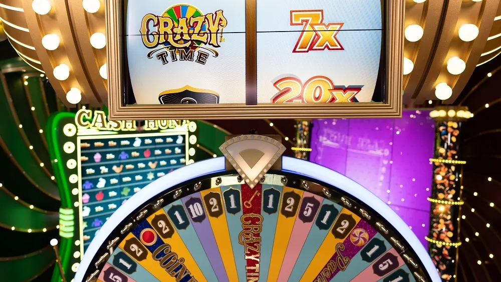 Chip Management Live casino Crazy Time game virtual chips and stake adjustment screen